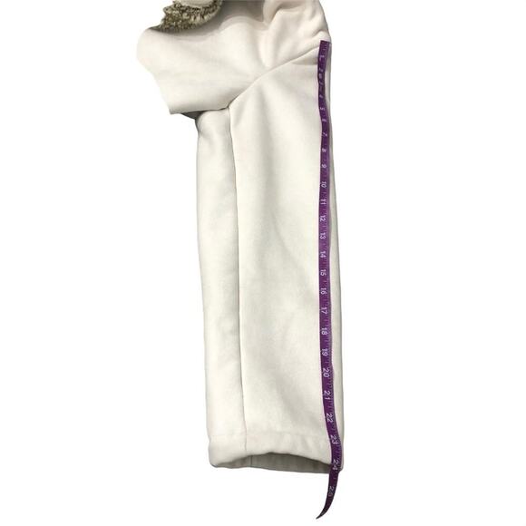 New York & Company Fur Hood Jacket Large Cream Polyester Acrylic blend - Picture 7 of 9